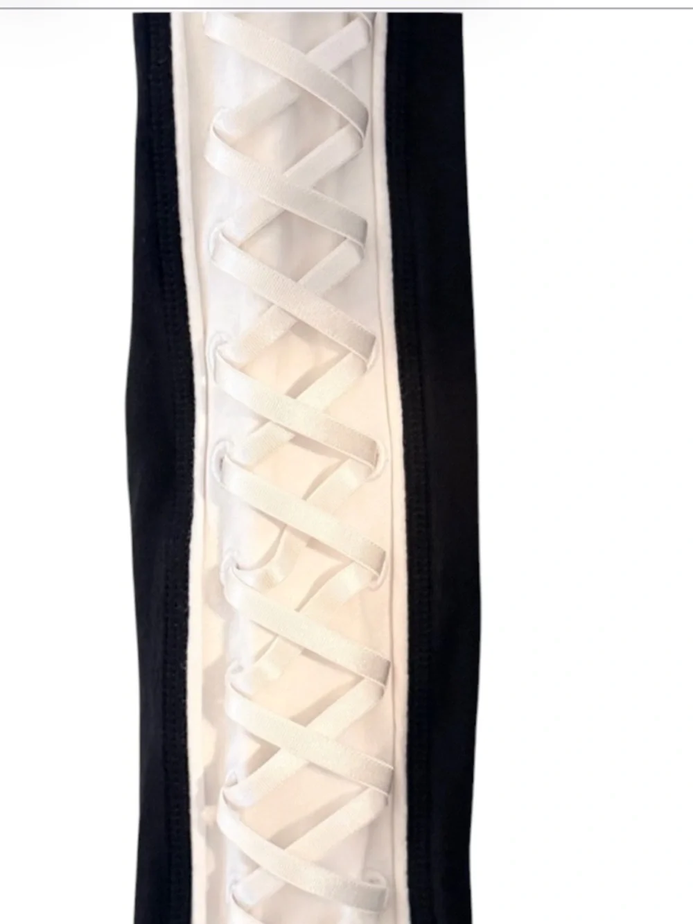 Msterial Girl Black White Colorblock Lace Up Yoga Leggings Size XL